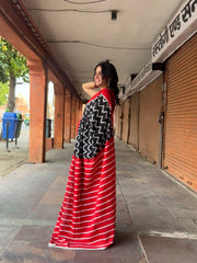 Printed Pure Cotton Mulmul Saree With Blouse