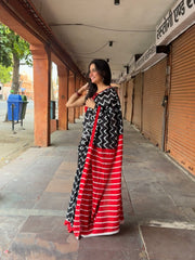 Printed Pure Cotton Mulmul Saree With Blouse