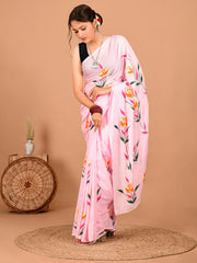 Printed Pure Cotton Mulmul Saree With Blouse