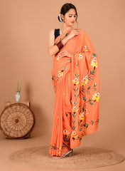 Printed Pure Cotton Mulmul Saree With Blouse