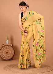 Printed Pure Cotton Mulmul Saree With Blouse