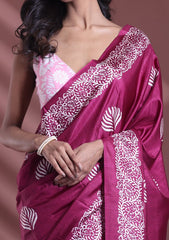 Summer Bloom Printed Mulmul Cotton Saree with Blouse
