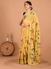 Printed Pure Cotton Mulmul Saree With Blouse