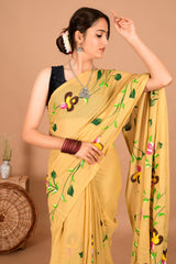 Printed Pure Cotton Mulmul Saree With Blouse