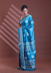 Summer Bloom Printed Mulmul Cotton Saree with Blouse