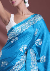 Summer Bloom Printed Mulmul Cotton Saree with Blouse