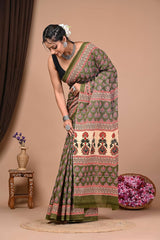 Exclusive Printed Pure Cotton Mulmul Saree With Blouse