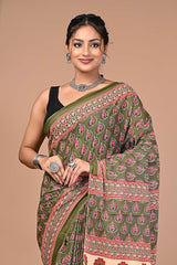 Exclusive Printed Pure Cotton Mulmul Saree With Blouse