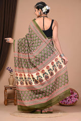 Exclusive Printed Pure Cotton Mulmul Saree With Blouse