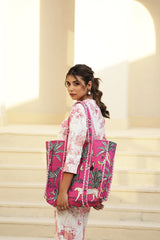 Handcrafted Jungle-Print Pink Tote Bag for Indian Women – Eco-Friendly, Spacious & Stylish | Luxebyflavia | Hand Bag