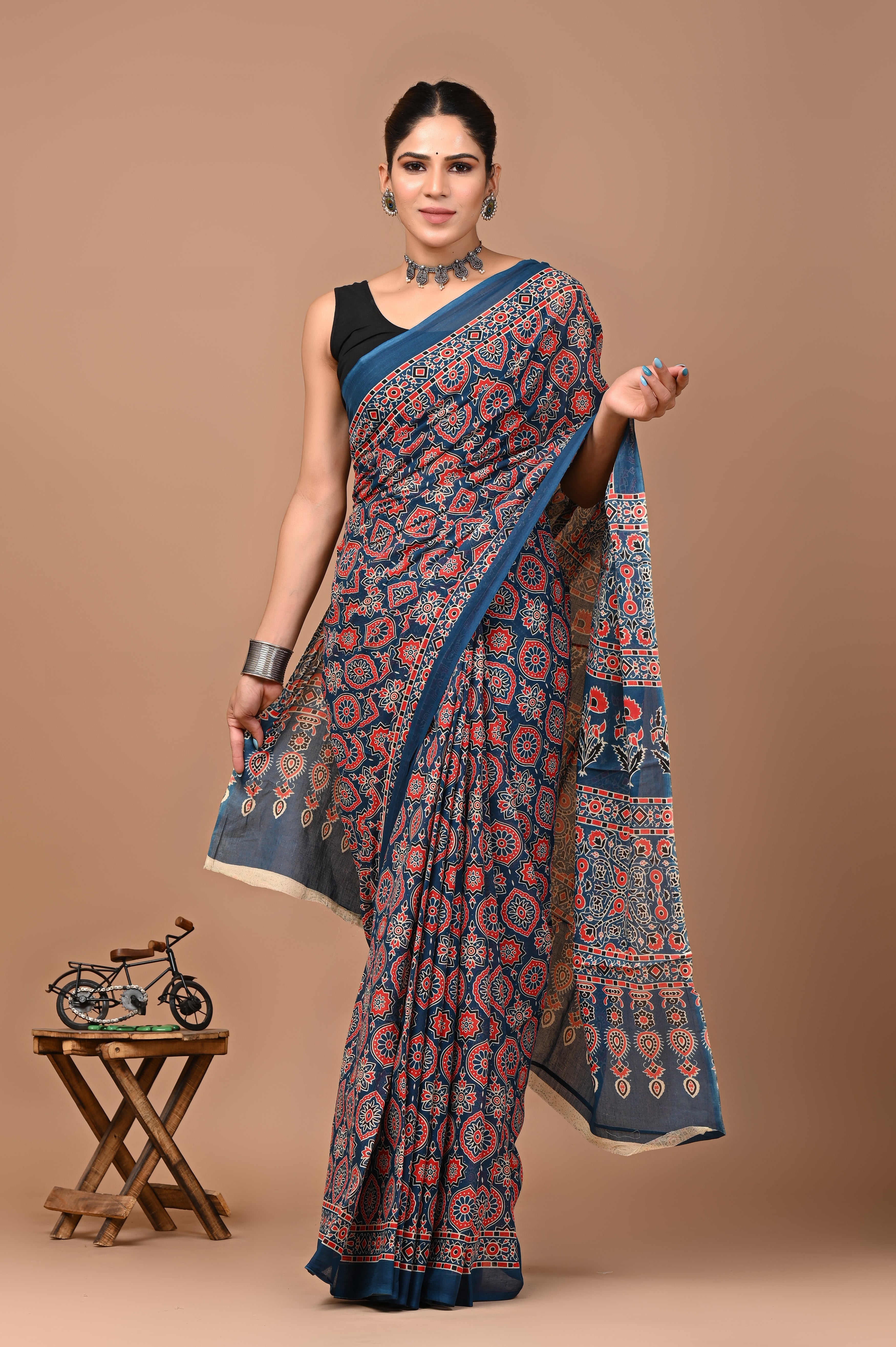 Printed Pure Cotton Mulmul Saree With Blouse | Luxebyflavia | saree