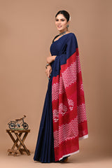 Exclusive Printed Pure Cotton Mulmul Saree With Blouse