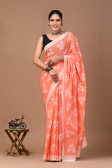 Exclusive Printed Pure Cotton Mulmul Saree With Blouse