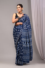 Exclusive Printed Pure Cotton Mulmul Saree With Blouse