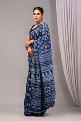 Exclusive Printed Pure Cotton Mulmul Saree With Blouse