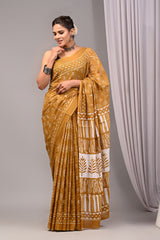 Exclusive Printed Pure Cotton Mulmul Saree With Blouse