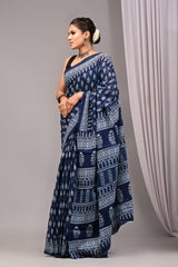 Exclusive Printed Pure Cotton Mulmul Saree With Blouse