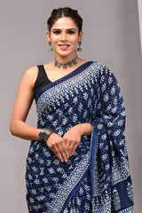 Exclusive Printed Pure Cotton Mulmul Saree With Blouse