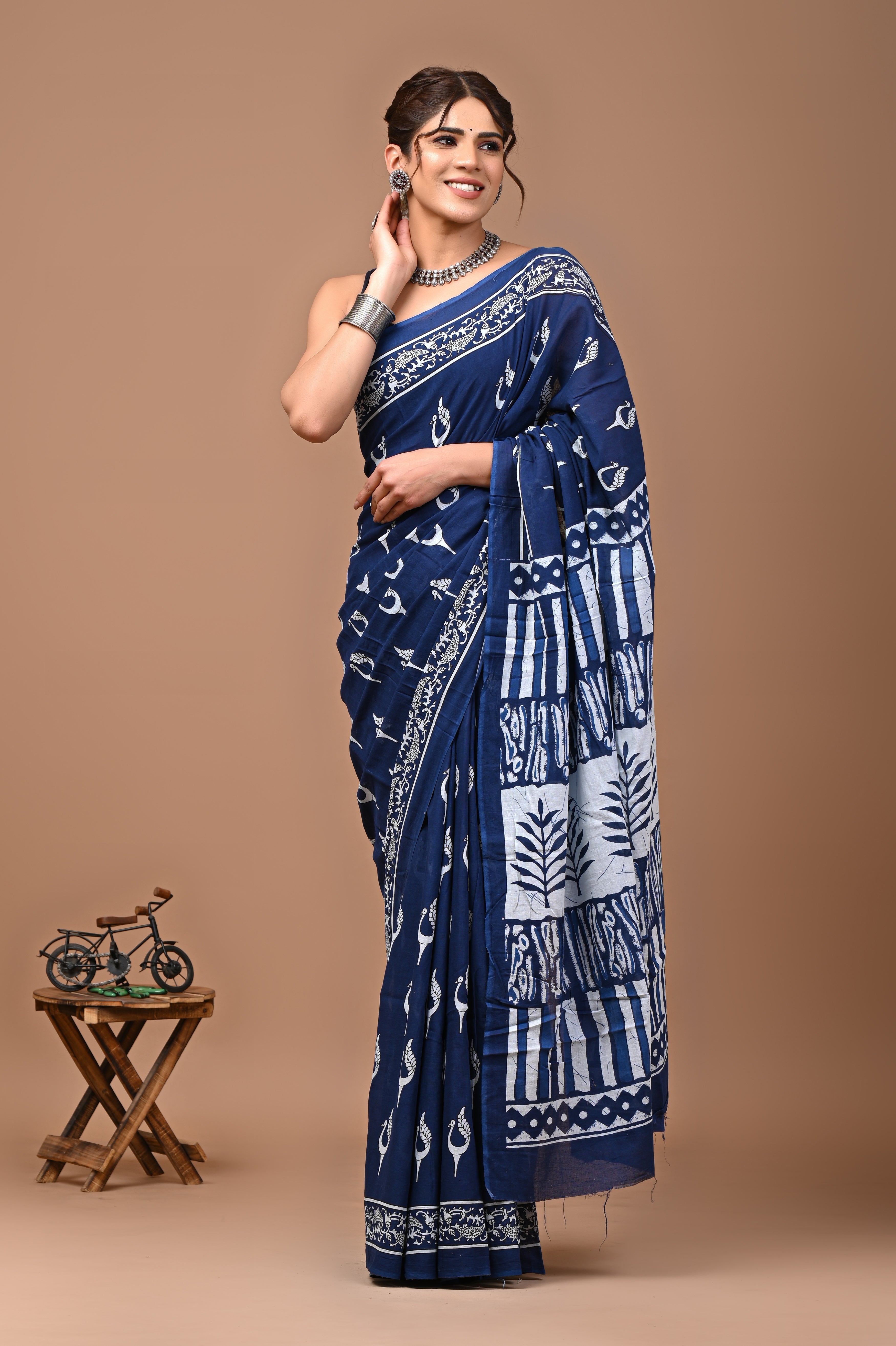 Printed Pure Cotton Mulmul Saree With Blouse | Luxebyflavia | saree