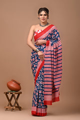 Exclusive Printed Pure Cotton Mulmul Saree With Blouse