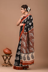 Exclusive Printed Pure Cotton Mulmul Saree With Blouse