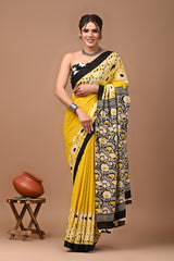 Exclusive Printed Pure Cotton Mulmul Saree With Blouse