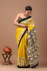 Exclusive Printed Pure Cotton Mulmul Saree With Blouse