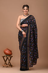 Exclusive Printed Pure Cotton Mulmul Saree With Blouse