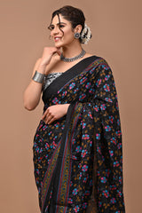 Exclusive Printed Pure Cotton Mulmul Saree With Blouse