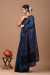 Exclusive Printed Pure Cotton Mulmul Saree With Blouse