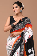 Exclusive Printed Pure Cotton Mulmul Saree With Blouse | Luxebyflavia | saree