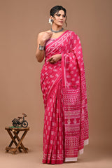 Exclusive Printed Pure Cotton Mulmul Saree With Blouse