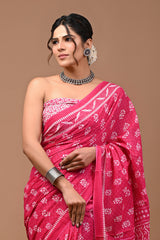 Exclusive Printed Pure Cotton Mulmul Saree With Blouse