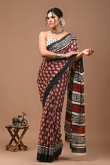 Printed Pure Cotton Mulmul Saree With Blouse | Luxebyflavia | Saree