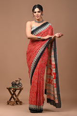 Exclusive Printed Pure Cotton Mulmul Saree With Blouse