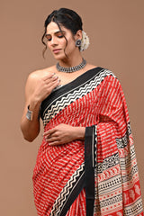 Exclusive Printed Pure Cotton Mulmul Saree With Blouse