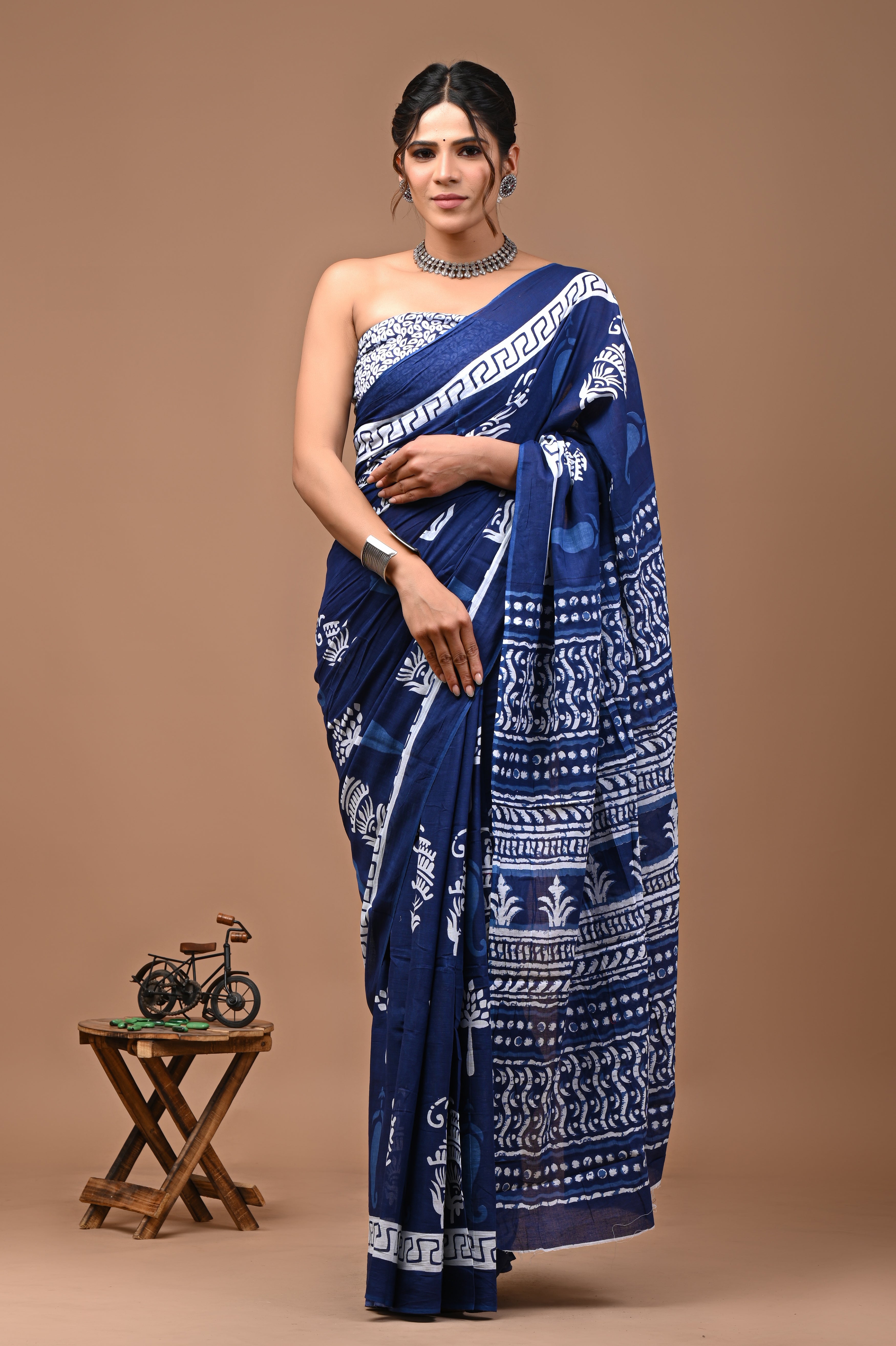 Printed Pure Cotton Mulmul Saree With Blouse | Luxebyflavia | saree