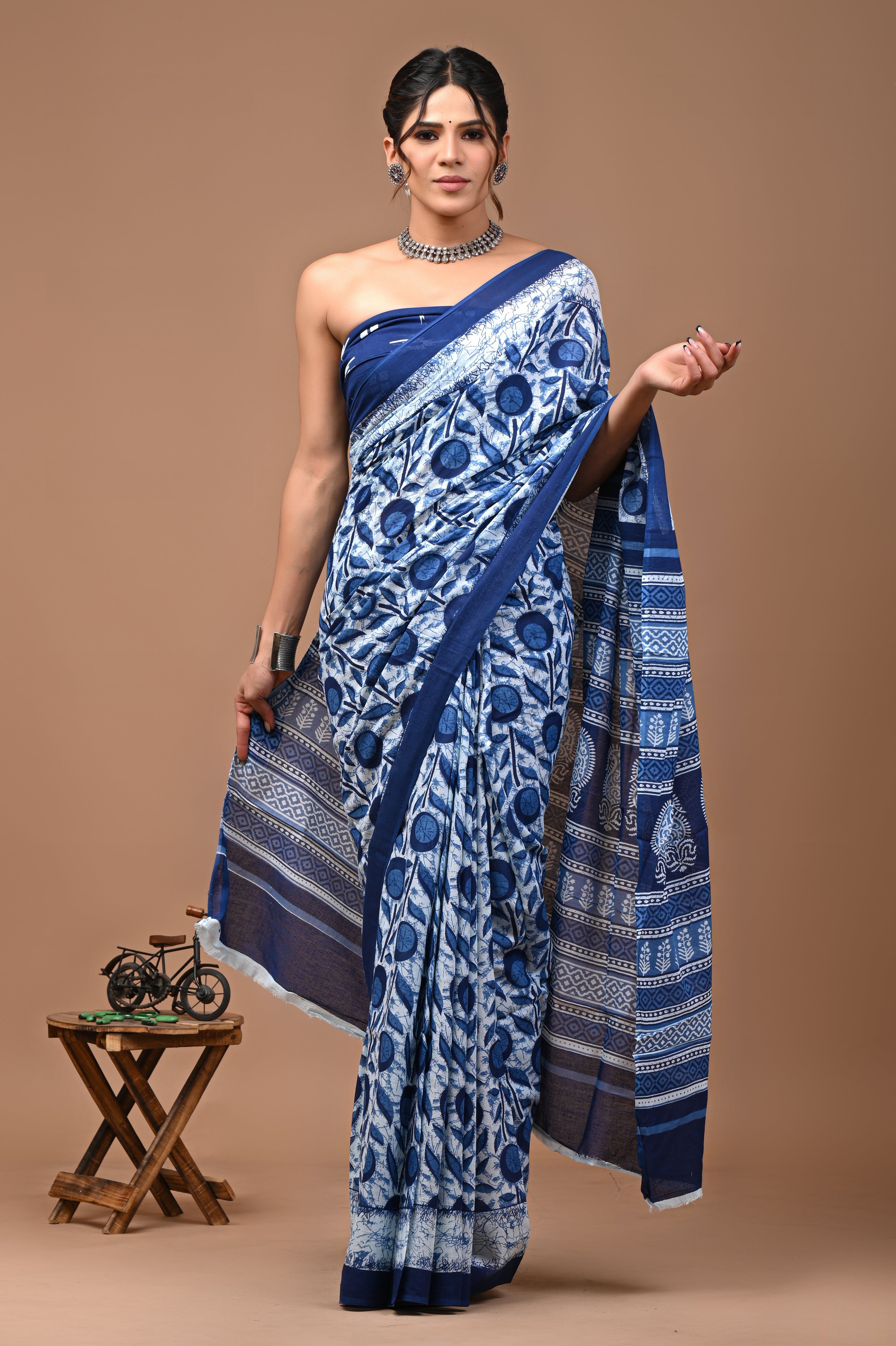 Printed Pure Cotton Mulmul Saree With Blouse | Luxebyflavia | saree