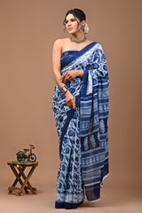 Printed Pure Cotton Mulmul Saree With Blouse | Luxebyflavia | saree