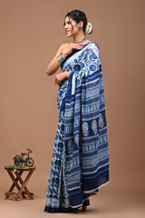 Printed Pure Cotton Mulmul Saree With Blouse | Luxebyflavia | saree