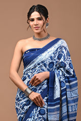 Printed Pure Cotton Mulmul Saree With Blouse | Luxebyflavia | saree