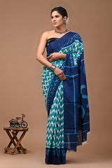Exclusive Printed Pure Cotton Mulmul Saree With Blouse