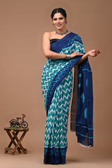 Exclusive Printed Pure Cotton Mulmul Saree With Blouse