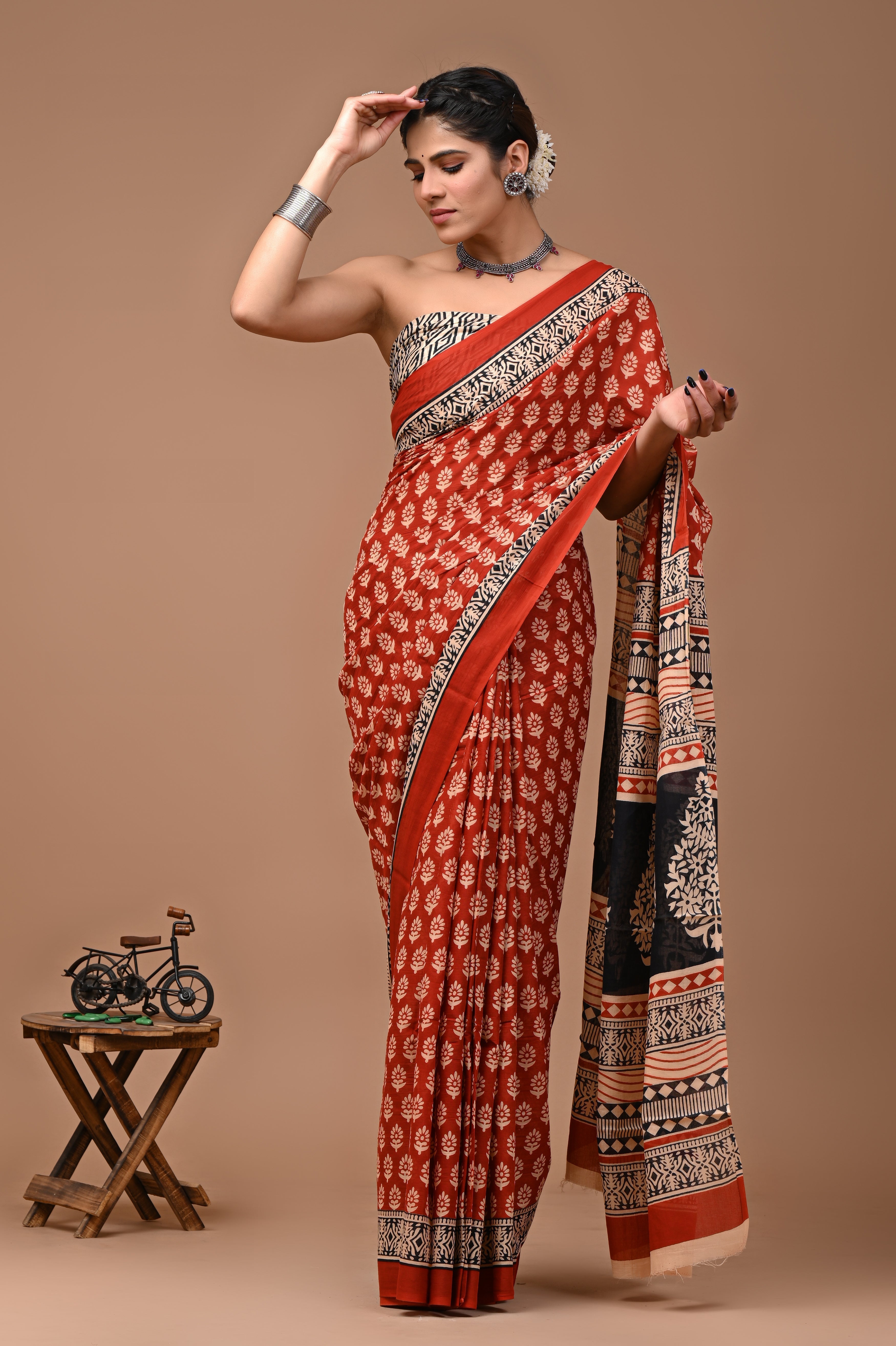 Printed Pure Cotton Mulmul Saree With Blouse | Luxebyflavia | saree