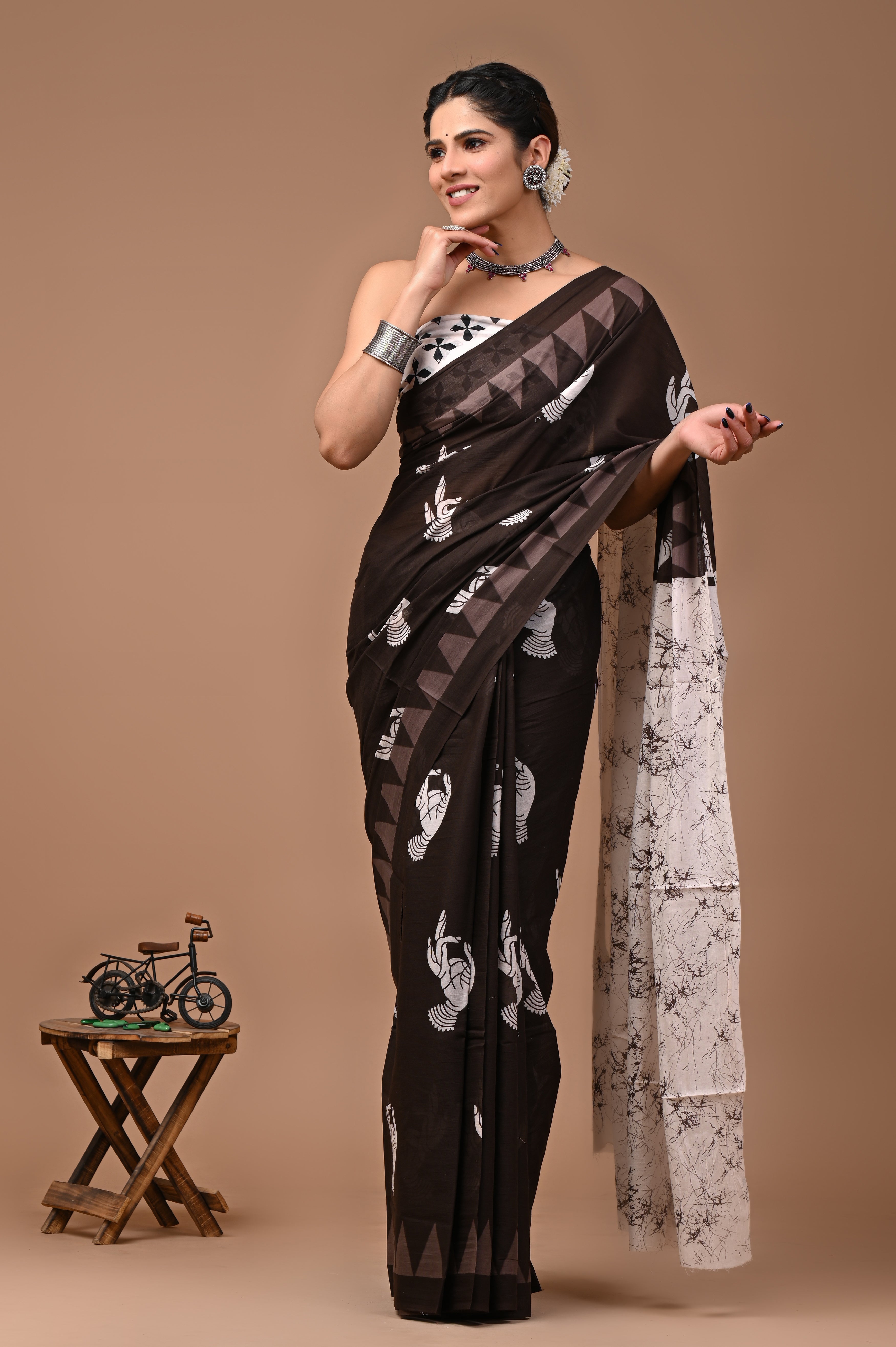 Printed Pure Cotton Mulmul Saree With Blouse | Luxebyflavia | saree