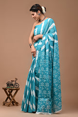 Printed Pure Cotton Mulmul Saree With Blouse | Luxebyflavia | saree