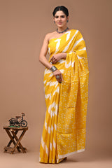 Printed Pure Cotton Mulmul Saree With Blouse | Luxebyflavia | saree