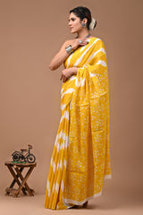 Printed Pure Cotton Mulmul Saree With Blouse | Luxebyflavia | saree