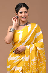 Printed Pure Cotton Mulmul Saree With Blouse | Luxebyflavia | saree