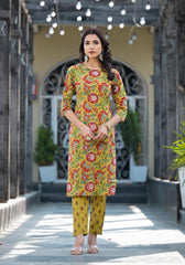 Cotton Printed Straight Fit Kurta Set | | Shop stylish women's clothing online at Label Flavia |